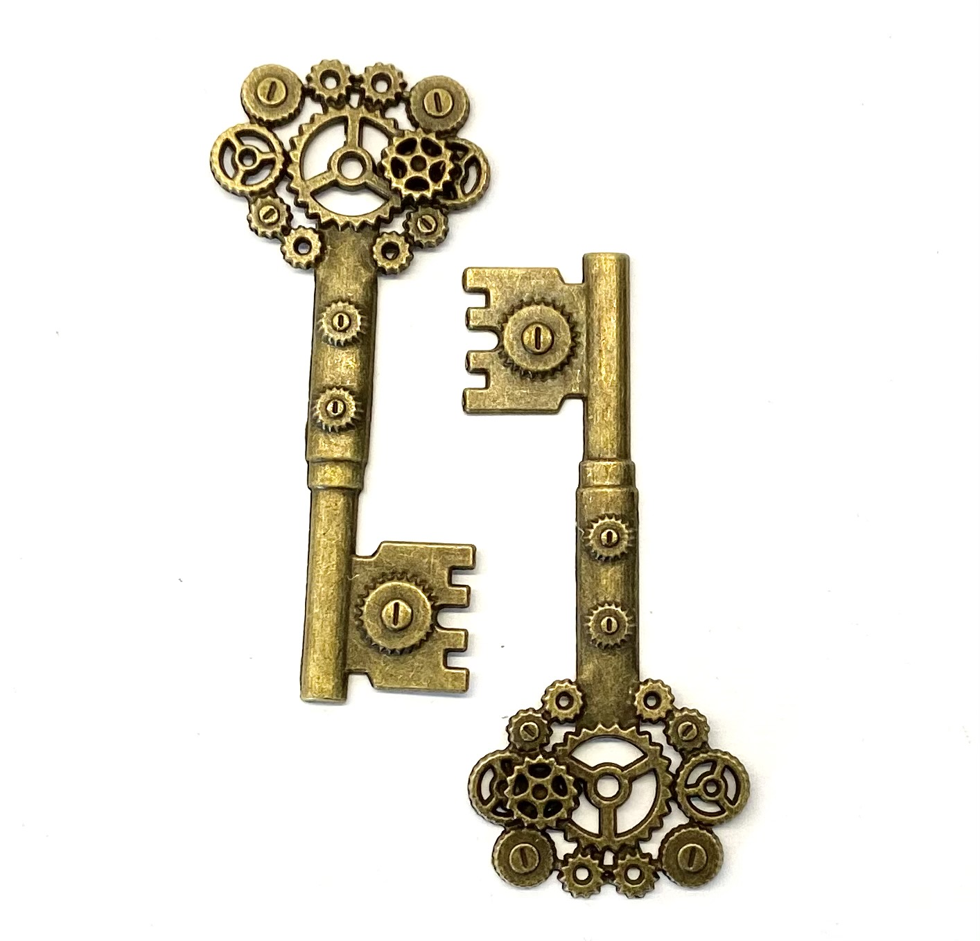 Steampunk Schlüssel Andreas, gross, bronze, mit Zahnradaufdruk