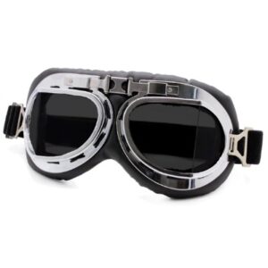 Steampunk Pilotenbrille 2 ist silberfarben