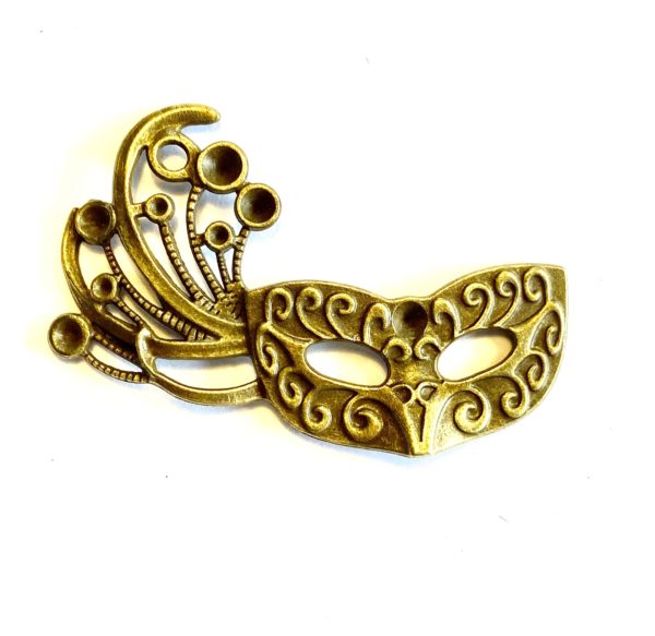 Steampunk Kettenanhänger Maske, bronzefarben, 3er Set – Bild 2