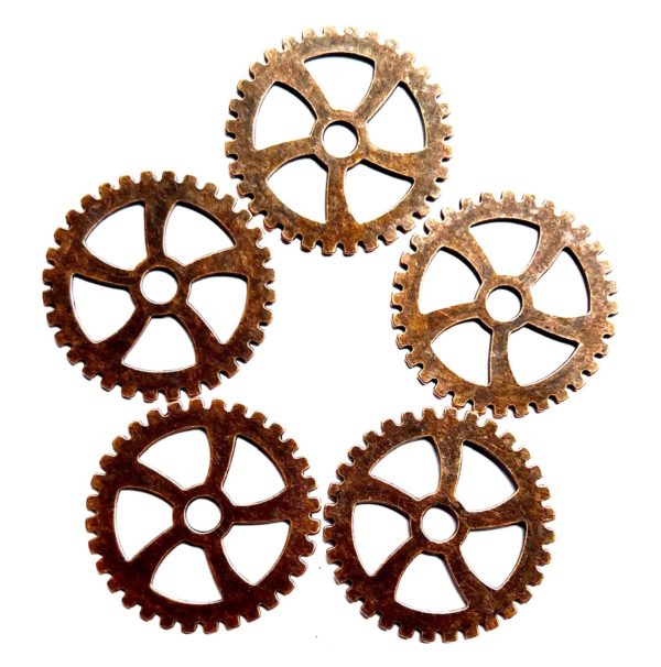 Steampunk Zahnrad Set 3, gross, kupfer