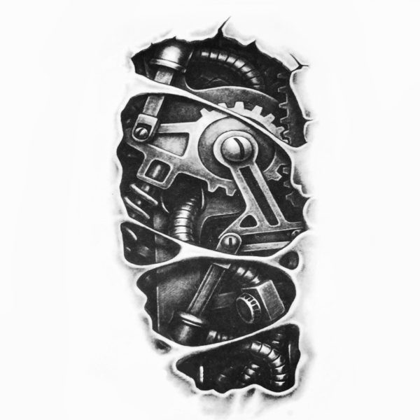 Steampunk Tattoo mechanischer Arm 2