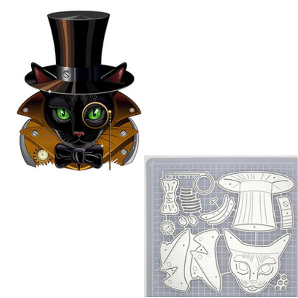 Steampunk Stanzschablone Katze
